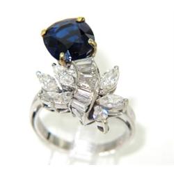 18K White Gold Sapphire & Diamond Ring