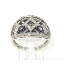 14K White Gold Sapphire & Diamond Ring