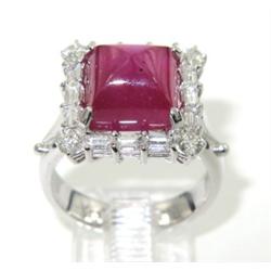 18K White Gold with Ruby and Diamond ring