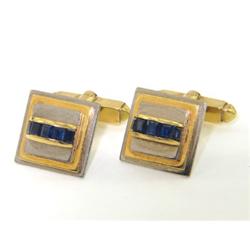 18K Yellow Gold Sapphire Cufflinks