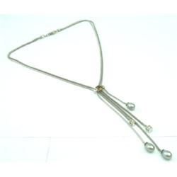 Salavetti 18K Gold, Pearl,Diamond & Citrine Necklace.