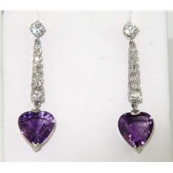 Platinum Diamond & Amethyst Earrings
