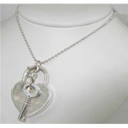 Tiffany & Co Silver Heart Lock & Key Pendant Necklace