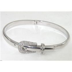 18K White Gold Diamond Adjustable Bangle
