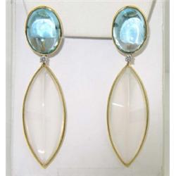 Faraone Mennella 18K Gold BlueTopaz, Diamond Earrings