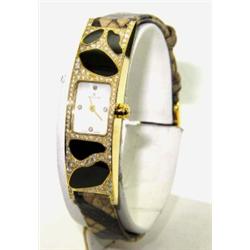 Milus 18K Gold Diamond,Enamel Leather Strap Watch