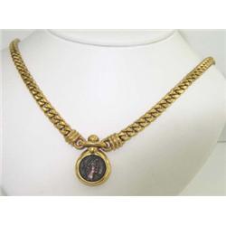 Bvlgari 18K Yellow Gold Ancient Coin Necklace