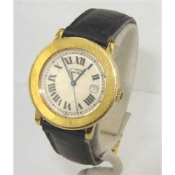Cartier Silver DateJust Leather Strap Watch
