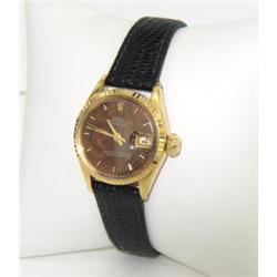 Rolex 18K Yellow Gold Leather Strap Watch