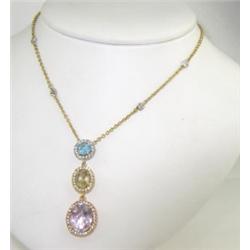 18K Tri-Colored Gold, Topaz & Citrine Necklace