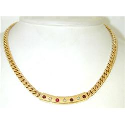 Cartier 18K Yellow Gold Diamond & Ruby Necklace