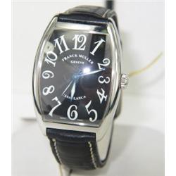 Franck Muller Stainless Steel Leather Strap Watch