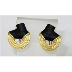 CHRISTOPHER WALLING 14K YELLOW GOLD HEMATITE EARRINGS