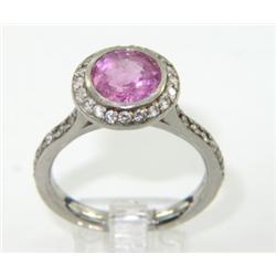 Salavetti Platinum Pink Sapphire & Diamond Ring