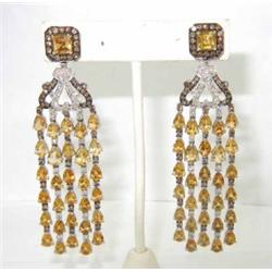 18K White Gold Diamond & Citrine Earrings