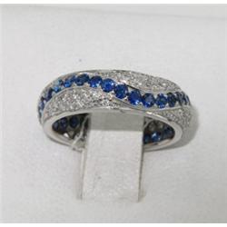 18K White Gold Diamond & Sapphire Ring