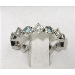 Platinum Diamond & Blue Topaz Ring
