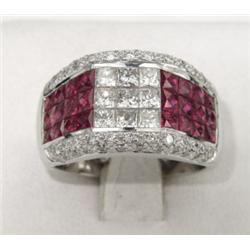 18K White Gold With Ruby And Diamond Ring