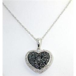 14K White Gold, Black Diamond & White Diamond necklace.