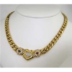 Chopard 18K Yellow Gold  Diamond,Ruby,Sapphire Necklace