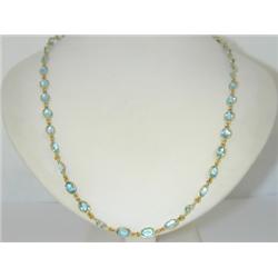 Laura Munder 18K Yellow Gold Blue Topaz Necklace !