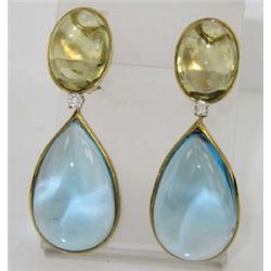 Faraone Mennella 18K Gold CitrineTopaz Diamond Earrings