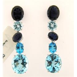 Asprey 18K White Gold, Sapphire & Blue Topaz Earrings