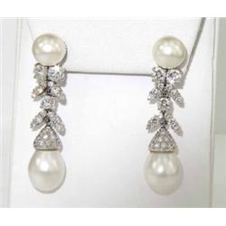 Salavetti 18K White Gold Diamond & Pearl Earrings