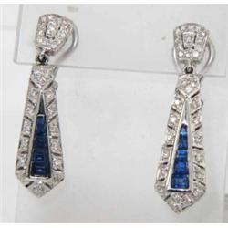 18K White Gold, Sapphire & Diamond Earrings