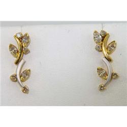 14K Two - Toned Gold Diamond Earrings