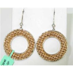 Charles Krypell 14K&18K  Gold / Silver Diamond Earrings