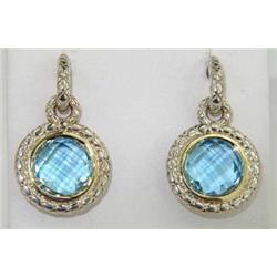 Charles Krypell 14K Gold / Blue Topaz Earrings
