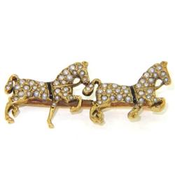 14K Yellow Gold Pearl & Enamel Pin