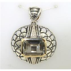 Town and Country Silver/Gold Diamond Prasiolite Pendant