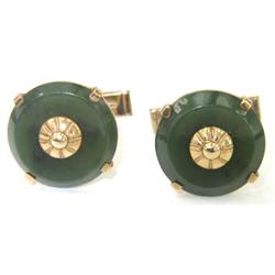 14K Yellow Gold Enamel Cufflinks