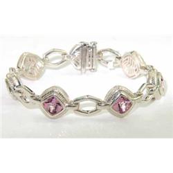 Charles Krypell 14K Gold/Silver Pink Topaz Bracelet