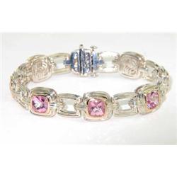 Charles Krypell 14K Gold/Silver Pink Topaz Bracelet