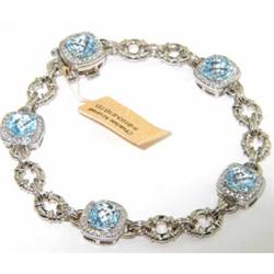 Charles Krypell Gold Silver Blue Topaz Diamond Bracelet