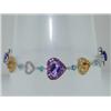 Image 1 : 14K White Gold Multi-Color Stone Diamond Bracelet