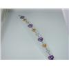 Image 3 : 14K White Gold Multi-Color Stone Diamond Bracelet