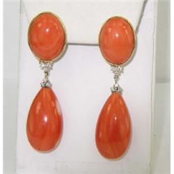 Faraone Mennella 18K Yellow Gold Coral Diamond Earrings