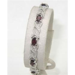 Silver Garnet & Diamond Bracelet