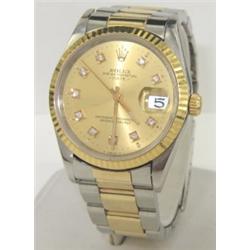 Rolex 18K Gold / Stainless Steel Diamond Mens Watch