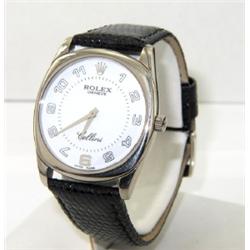 Rolex Cellini 18K White Gold Leather Strap Watch