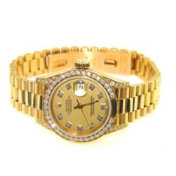 Rolex 18K Yellow Gold Diamond Watch