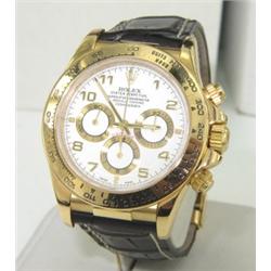 Rolex Daytona 18K Yellow Gold Leather Strap Watch