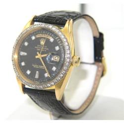 Rolex 18K Yellow Gold Leather Strap President Watch