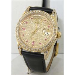 Rolex 18K Yellow Gold Diamond & Ruby President Watch