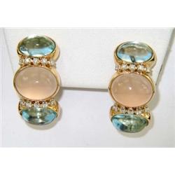 Faraone Mennella 18K Gold BlueTopaz, Diamond Earrings