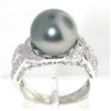 Image 1 : 14K White Gold Diamond & Pearl Ring